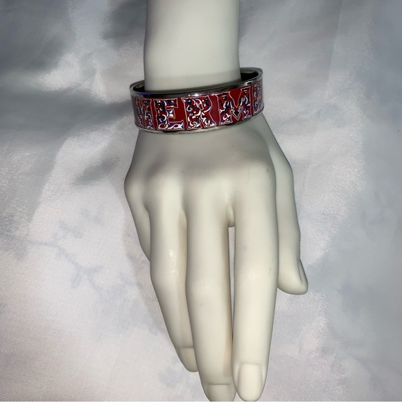 authentic HERMÈS palladium & enamel CUFF size PM - Picture 1 of 13